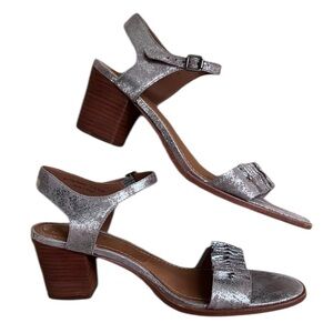 H.S. TRASK Carrie Metallic Quarter strap Sandal in Pewter Metallic Suede